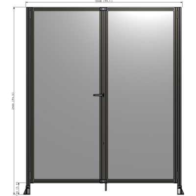 J4-2400-2000-0150-TYPTK SINGLE PANEL, DOUBLE DOOR-FRAME W/O HEADER-HANDLE ON LEFT 2400MM X 2000MM  1/4" POLYCARB, AS A KIT