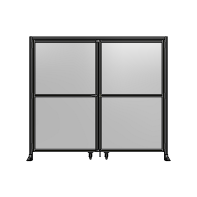 DOUBLE PANEL, DOUBLE DOOR-WITH HEADER-HANDLE ON LEFT 2135MM X 2400MM  1/4" POLYCARBONATE, ASSEMBLED
