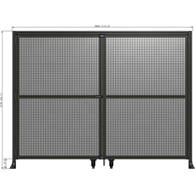 J5-2135-2800-0150-TYMTA DOUBLE PANEL, DOUBLE DOOR-WITH HEADER-HANDLE ON LEFT 2135MM X 2800MM  1" MESH, ASSEMBLED