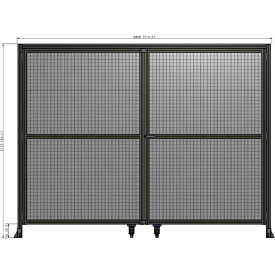 J5-2135-2800-0150-UYMTK DOUBLE PANEL, DOUBLE DOOR-WITH HEADER-HANDLE ON RIGHT 2135MM X 2800MM  1" MESH, AS A KIT
