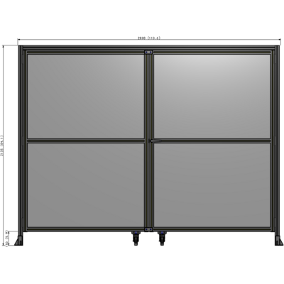 J5-2135-2800-0150-UYPTK DOUBLE PANEL, DOUBLE DOOR-WITH HEADER-HANDLE ON RIGHT 2135MM X 2800MM  1/4" POLYCARBONATE, AS A KIT
