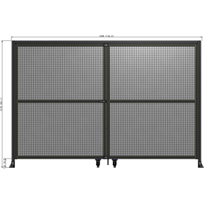 J5-2135-3200-0150-TYMTA DOUBLE PANEL, DOUBLE DOOR-WITH HEADER-HANDLE ON LEFT 2135MM X 3200MM  1" MESH, ASSEMBLED