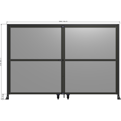 J5-2135-3200-0150-TYPTA DOUBLE PANEL, DOUBLE DOOR-WITH HEADER-HANDLE ON LEFT 2135MM X 3200MM  1/4" POLYCARBONATE, ASSEMBLED
