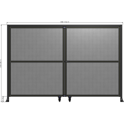 J5-2135-3200-0150-UYMTK DOUBLE PANEL, DOUBLE DOOR-WITH HEADER-HANDLE ON RIGHT 2135MM X 3200MM  1" MESH, AS A KIT