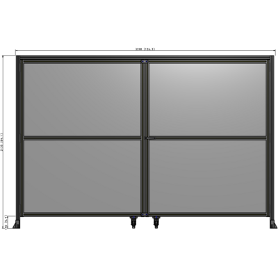 J5-2135-3200-0150-UYPTK DOUBLE PANEL, DOUBLE DOOR-WITH HEADER-HANDLE ON RIGHT 2135MM X 3200MM  1/4" POLYCARBONATE, AS A KIT