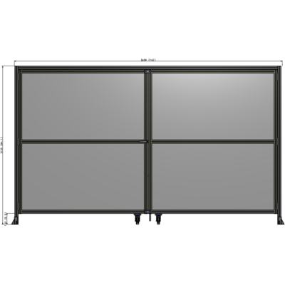 J5-2135-3600-0150-TYPTA DOUBLE PANEL, DOUBLE DOOR-WITH HEADER-HANDLE ON LEFT 2135MM X 3600MM  1/4" POLYCARBONATE, ASSEMBLED