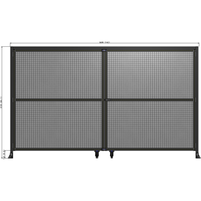 J5-2135-3600-0150-UYMTK DOUBLE PANEL, DOUBLE DOOR-WITH HEADER-HANDLE ON RIGHT 2135MM X 3600MM  1" MESH, AS A KIT