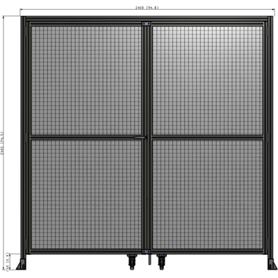 J5-2400-2400-0150-TYMTK DOUBLE PANEL, DOUBLE DOOR-WITH HEADER-HANDLE ON LEFT 2135MM X 2400MM  1" MESH, AS A KIT