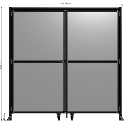 J5-2400-2400-0150-TYPTA DOUBLE PANEL, DOUBLE DOOR-WITH HEADER-HANDLE ON LEFT 2135MM X 2400MM  1/4" POLYCARBONATE, ASSEMBLED