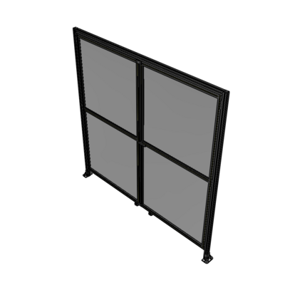 J5-2400-2400-0150-UYPTA DOUBLE PANEL, DOUBLE DOOR-WITH HEADER-HANDLE ON RIGHT 2135MM X 2400MM  1/4" POLYCARBONATE, ASSEMBLED