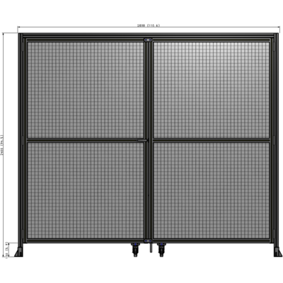J5-2400-2800-0150-TYMTK DOUBLE PANEL, DOUBLE DOOR-WITH HEADER-HANDLE ON LEFT 2135MM X 2800MM  1" MESH, AS A KIT