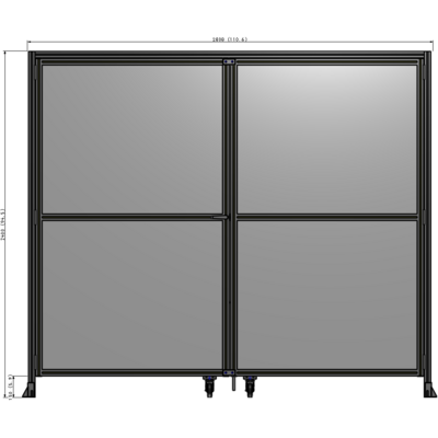 J5-2400-2800-0150-TYPTK DOUBLE PANEL, DOUBLE DOOR-WITH HEADER-HANDLE ON LEFT 2135MM X 2800MM  1/4" POLYCARBONATE, AS A KIT