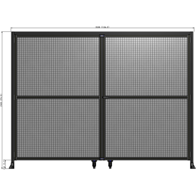 J5-2400-3200-0150-UYMTA DOUBLE PANEL, DOUBLE DOOR-WITH HEADER-HANDLE ON RIGHT 2135MM X 3200MM  1" MESH, ASSEMBLED