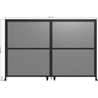J5-2400-3600-0150-TYMTK DOUBLE PANEL, DOUBLE DOOR-WITH HEADER-HANDLE ON LEFT 2135MM X 3600MM  1" MESH, AS A KIT