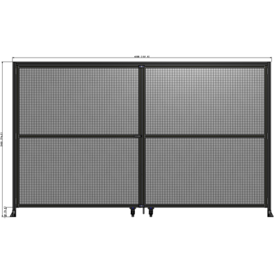 J5-2400-4000-0150-TYMTK DOUBLE PANEL, DOUBLE DOOR-WITH HEADER-HANDLE ON LEFT 2135MM X 4000MM  1" MESH, AS A KIT