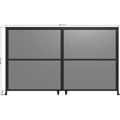 J5-2400-4000-0150-UYMTA DOUBLE PANEL, DOUBLE DOOR-WITH HEADER-HANDLE ON RIGHT 2135MM X 4000MM  1" MESH, ASSEMBLED