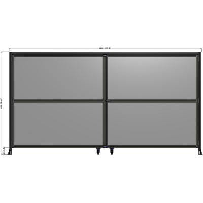 J7-2135-4000-0150-UYPTA DOUBLE PANEL, DOUBLE DOOR-FRAME W/ HEADER- HANDLE ON RIGHT 2135MM X 4000MM  1/4" POLYCARB, ASSEMBLED