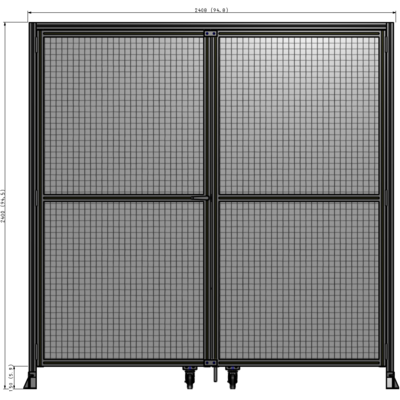 J7-2400-2400-0150-TYMTK DOUBLE PANEL, DOUBLE DOOR-FRAME W/ HEADER- HANDLE ON LEFT 2400MM X 2400MM  1" MESH, AS A KIT