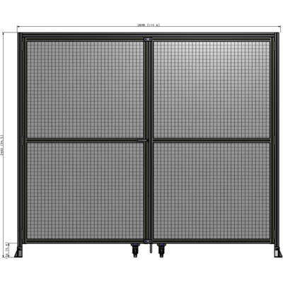 J7-2400-2800-0150-TYMTA DOUBLE PANEL, DOUBLE DOOR-FRAME W/ HEADER- HANDLE ON LEFT 2400MM X 2800MM  1" MESH, ASSEMBLED