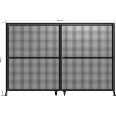 J7-2400-3600-0150-UYMTK DOUBLE PANEL, DOUBLE DOOR-FRAME W/ HEADER- HANDLE ON RIGHT 2400MM X 3600MM  1" MESH, AS A KIT