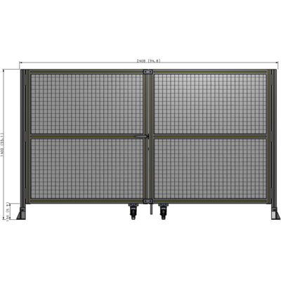 J8-1400-2400-0150-TYMTA DOUBLE PANEL, DOUBLE DOOR-FRAME W/O HEADER-HANDLE ON LEFT 1400MM X 2400MM  1" MESH, ASSEMBLED