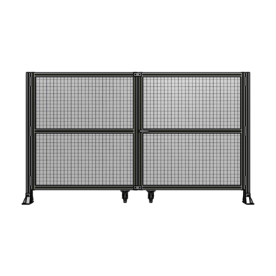 DOUBLE PANEL, DOUBLE DOOR-FRAME W/O HEADER-HANDLE RIGHT 1400MM X 2400MM  1" MESH, ASSEMBLED