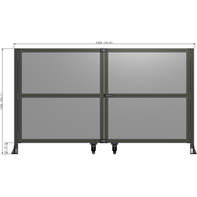 J8-1400-2400-0150-UYPTA DOUBLE PANEL, DOUBLE DOOR-FRAME W/O HEADER-HANDLE RIGHT 1400MM X 2400MM  1/4" POLYCARB, ASSEMBLED
