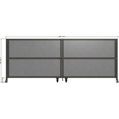 J8-1400-3600-0150-TYMTA DOUBLE PANEL, DOUBLE DOOR-FRAME W/O HEADER-HANDLE ON LEFT 1400MM X 3600MM  1" MESH, ASSEMBLED