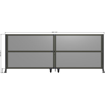 J8-1400-3600-0150-TYPTK DOUBLE PANEL, DOUBLE DOOR-FRAME W/O HEADER-HANDLE ON LEFT 1400MM X 3600MM  1/4" POLYCARB, AS A KIT