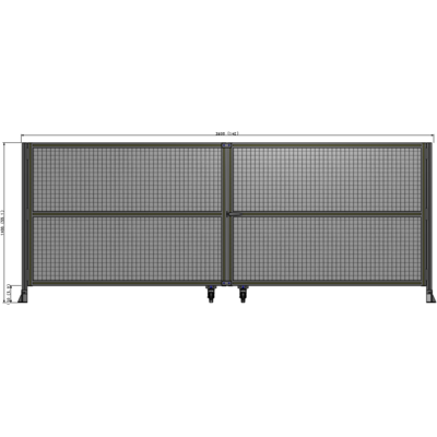 J8-1400-3600-0150-UYMTA DOUBLE PANEL, DOUBLE DOOR-FRAME W/O HEADER-HANDLE RIGHT 1400MM X 3600MM  1" MESH, ASSEMBLED