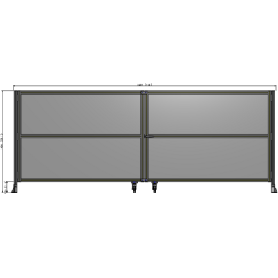 J8-1400-3600-0150-UYPTA DOUBLE PANEL, DOUBLE DOOR-FRAME W/O HEADER-HANDLE RIGHT 1400MM X 3600MM  1/4" POLYCARB, ASSEMBLED