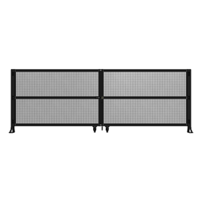 DOUBLE PANEL, DOUBLE DOOR-FRAME W/O HEADER-HANDLE ON LEFT 1400MM X 4000MM  1" MESH, ASSEMBLED