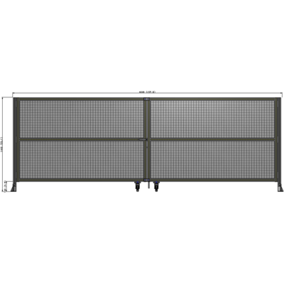 J8-1400-4000-0150-TYMTA DOUBLE PANEL, DOUBLE DOOR-FRAME W/O HEADER-HANDLE ON LEFT 1400MM X 4000MM  1" MESH, ASSEMBLED