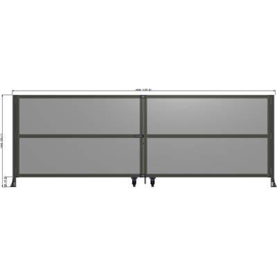J8-1400-4000-0150-TYPTA DOUBLE PANEL, DOUBLE DOOR-FRAME W/O HEADER-HANDLE ON LEFT 1400MM X 4000MM  1/4" POLYCARB, ASSEMBLED