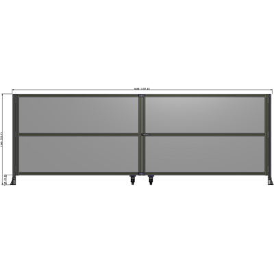 J8-1400-4000-0150-UYPTA DOUBLE PANEL, DOUBLE DOOR-FRAME W/O HEADER-HANDLE RIGHT 1400MM X 4000MM  1/4" POLYCARB, ASSEMBLED