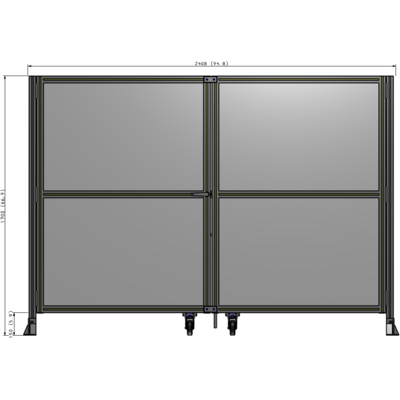 J8-1700-2400-0150-TYPTA DOUBLE PANEL, DOUBLE DOOR-FRAME W/O HEADER-HANDLE ON LEFT 1700MM X 2400MM  1/4" POLYCARB, ASSEMBLED