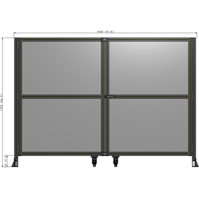 J8-1700-2400-0150-UYPTA DOUBLE PANEL, DOUBLE DOOR-FRAME W/O HEADER-HANDLE RIGHT 1700MM X 2400MM  1/4" POLYCARB, ASSEMBLED
