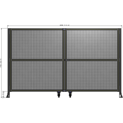 J8-1700-2800-0150-UYMTK DOUBLE PANEL, DOUBLE DOOR-FRAME W/O HEADER-HANDLE RIGHT 1700MM X 2800MM  1" MESH, AS A KIT