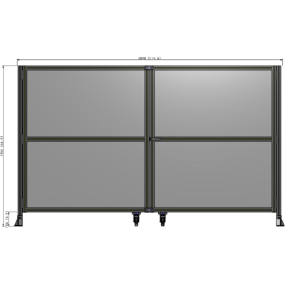 J8-1700-2800-0150-UYPTK DOUBLE PANEL, DOUBLE DOOR-FRAME W/O HEADER-HANDLE RIGHT 1700MM X 2800MM  1/4" POLYCARB, AS A KIT