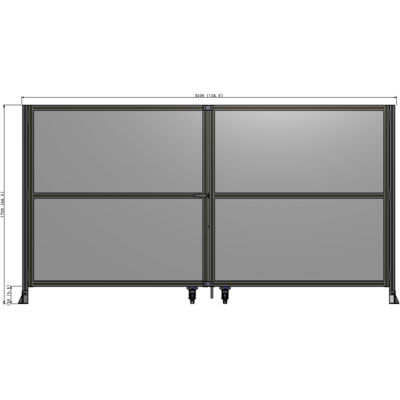 J8-1700-3200-0150-TYPTK DOUBLE PANEL, DOUBLE DOOR-FRAME W/O HEADER-HANDLE ON LEFT 1700MM X 3200MM  1/4" POLYCARB, AS A KIT