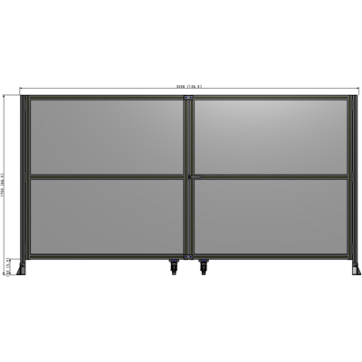 J8-1700-3200-0150-UYPTK DOUBLE PANEL, DOUBLE DOOR-FRAME W/O HEADER-HANDLE RIGHT 1700MM X 3200MM  1/4" POLYCARB, AS A KIT