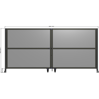 J8-1700-3600-0150-TYPTK DOUBLE PANEL, DOUBLE DOOR-FRAME W/O HEADER-HANDLE ON LEFT 1700MM X 3600MM  1/4" POLYCARB, AS A KIT