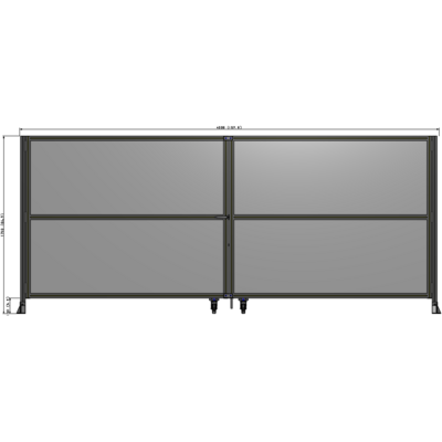 J8-1700-4000-0150-TYPTA DOUBLE PANEL, DOUBLE DOOR-FRAME W/O HEADER-HANDLE ON LEFT 1700MM X 4000MM  1/4" POLYCARB, ASSEMBLED