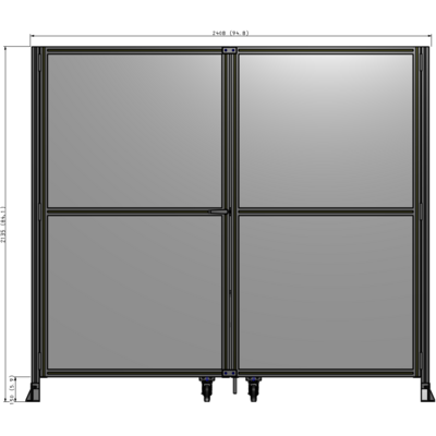 J8-2135-2400-0150-TYPTA DOUBLE PANEL, DOUBLE DOOR-FRAME W/O HEADER-HANDLE ON LEFT 2135MM X 2400MM  1/4" POLYCARB, ASSEMBLED