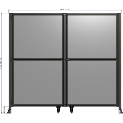 J8-2135-2400-0150-UYPTA DOUBLE PANEL, DOUBLE DOOR-FRAME W/O HEADER-HANDLE RIGHT 2135MM X 2400MM  1/4" POLYCARB, ASSEMBLED