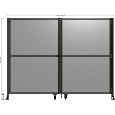 J8-2135-2800-0150-TYPTK DOUBLE PANEL, DOUBLE DOOR-FRAME W/O HEADER-HANDLE ON LEFT 2135MM X 2800MM  1/4" POLYCARB, AS A KIT