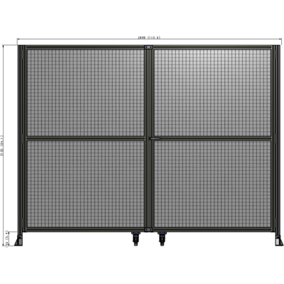 J8-2135-2800-0150-UYMTA DOUBLE PANEL, DOUBLE DOOR-FRAME W/O HEADER-HANDLE RIGHT 2135MM X 2800MM  1" MESH, ASSEMBLED