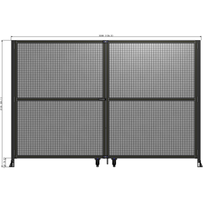 J8-2135-3200-0150-TYMTA DOUBLE PANEL, DOUBLE DOOR-FRAME W/O HEADER-HANDLE ON LEFT 2135MM X 3200MM  1" MESH, ASSEMBLED