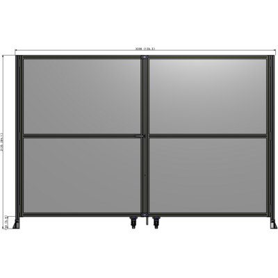 J8-2135-3200-0150-TYPTA DOUBLE PANEL, DOUBLE DOOR-FRAME W/O HEADER-HANDLE ON LEFT 2135MM X 3200MM  1/4" POLYCARB, ASSEMBLED