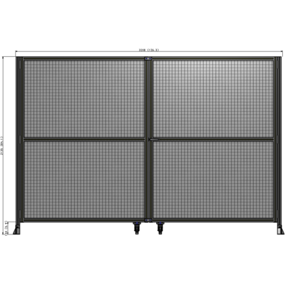 J8-2135-3200-0150-UYMTA DOUBLE PANEL, DOUBLE DOOR-FRAME W/O HEADER-HANDLE RIGHT 2135MM X 3200MM  1" MESH, ASSEMBLED